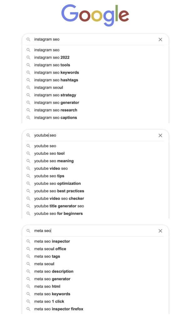 Google search suggestions